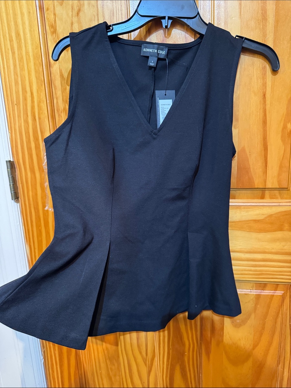Kenneth Cole Black Sleeveless V-Neck Peplum Camisole